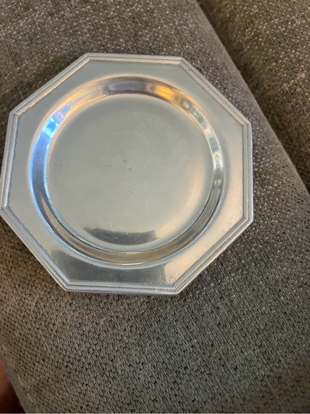 Silver Octagonal Metal Plate - Classic Home Dining Accent - candle tray